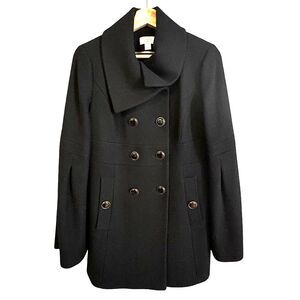 LOFT Womens Wool Blend Pea Coat Sz 4 Minimalist Classic Quiet Luxury Career CBK